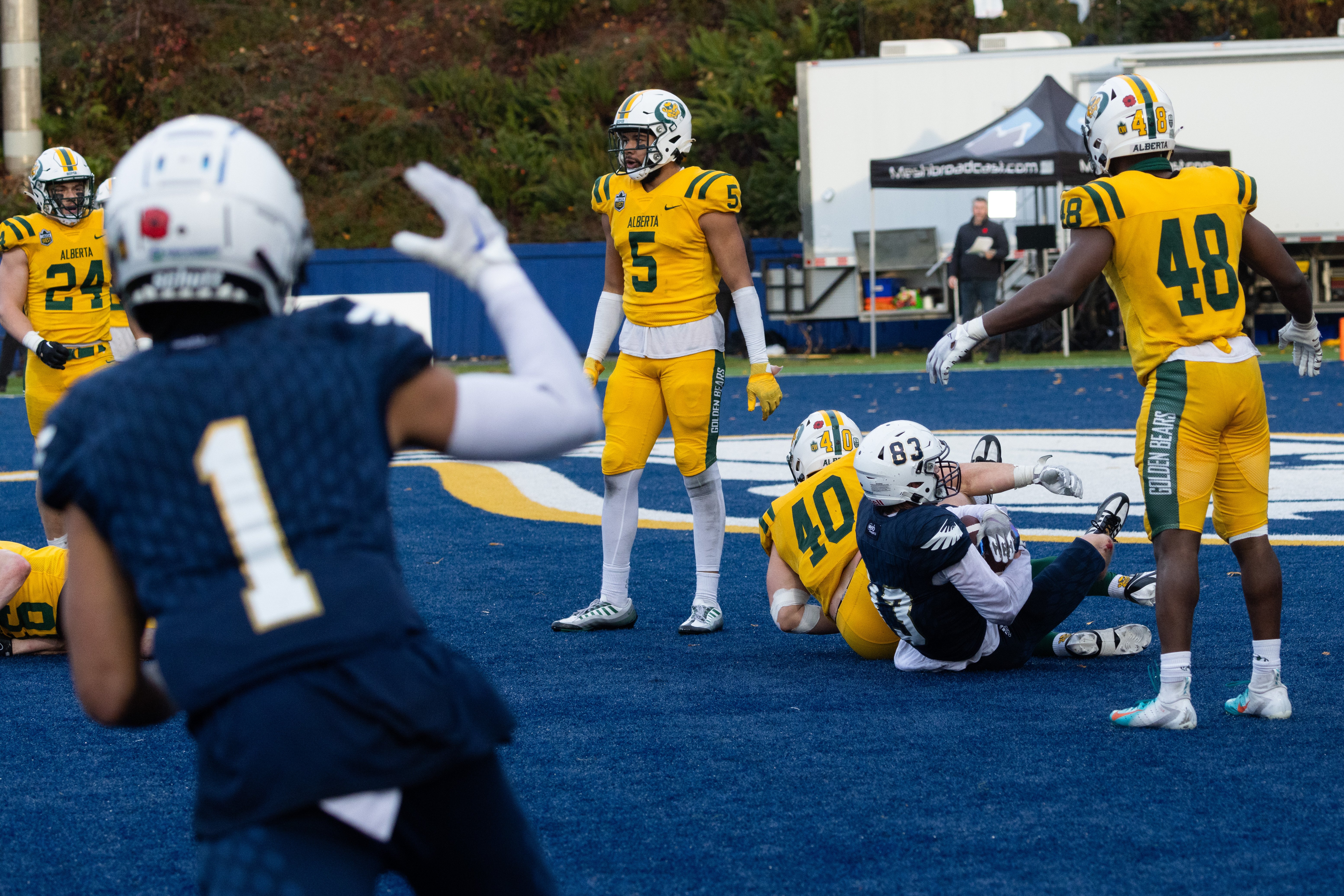 Sam Davenport gets a touchdown and Edgerrin Williams-Hernandez starts to celebrate.